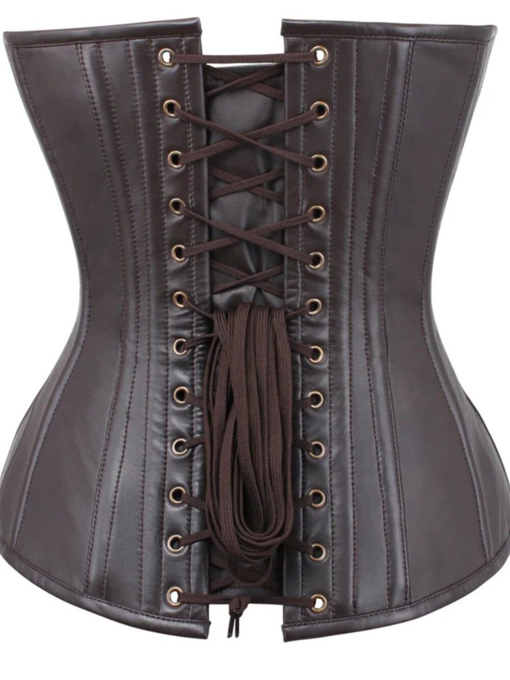 Faux Leather Steampunk Overbust Corset (30'') - Picture 2 of 5
